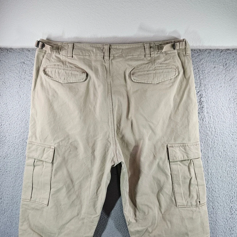 Banana Republic Mens 42x32 Khaki Tan Cotton Cargo Pants Adjustable Waist Utility